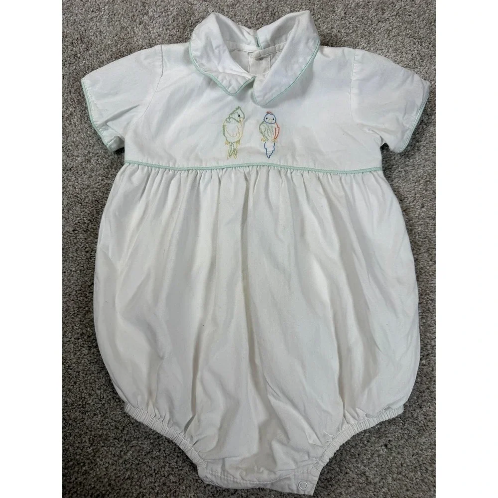 Dondolo Embroidered Parrot Bird 24 Month Bubble Unisex Outfit Boutique